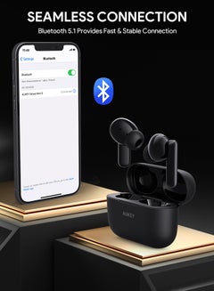 Aukey True Wireless Earbuds، BT5.4, IPX5 Waterproof, 25 Hours battery Life, 3.6g Weight, EP-M1S Black  - Image 3
