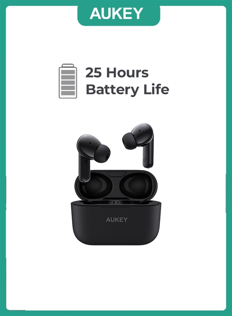 Aukey True Wireless Earbuds، BT5.4, IPX5 Waterproof, 25 Hours battery Life, 3.6g Weight, EP-M1S Black - Image 1