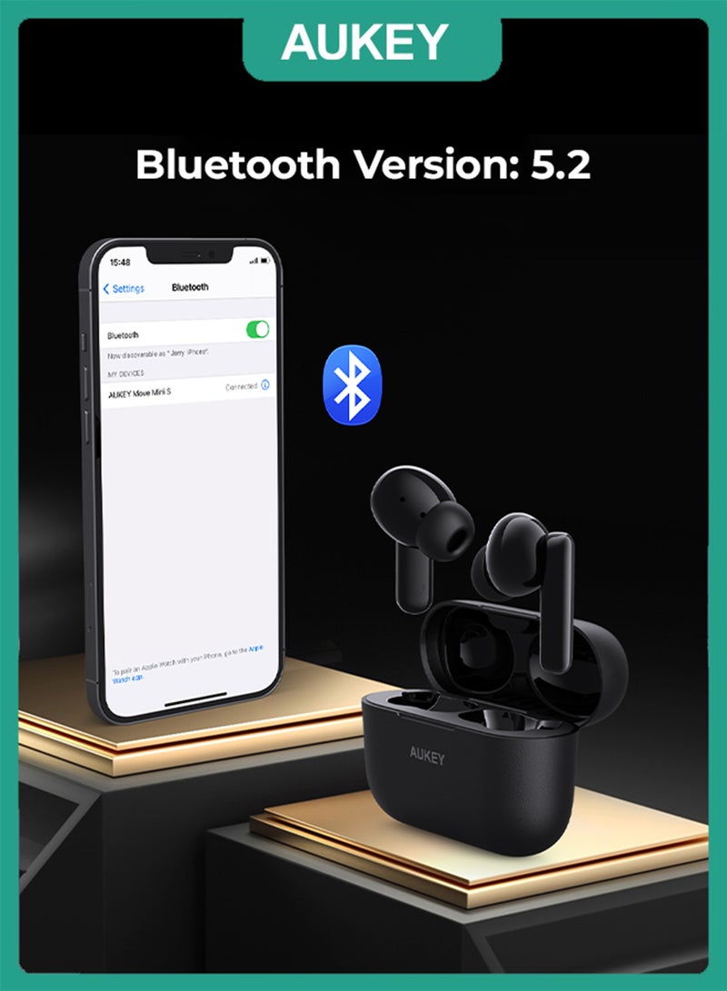 Aukey True Wireless Earbuds، BT5.4, IPX5 Waterproof, 25 Hours battery Life, 3.6g Weight, EP-M1S Black - Image 3
