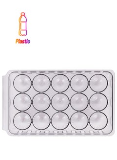 Royalford Egg Storage Container Holds 15 Eggs Transparent Polystyrene Organizer With 3 Rows And 5 Columns Suitable To Store In Most Refrigerator Black 28.5x17x7cm  - Image 1