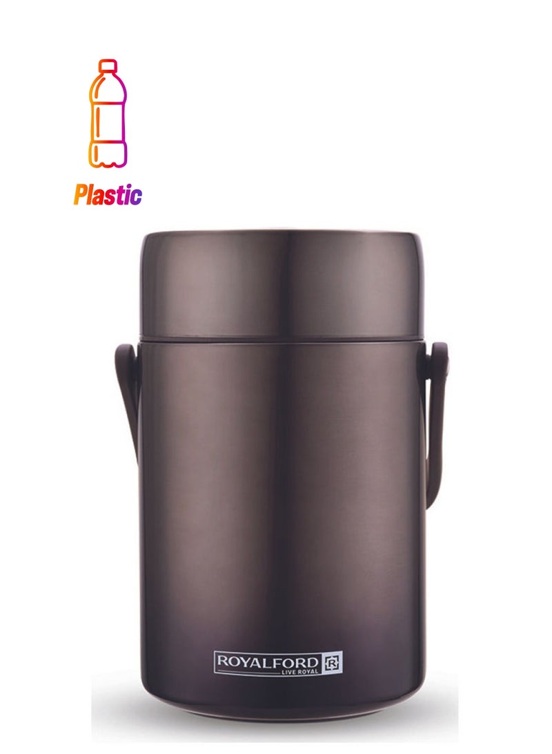 Royalford Royalford Double Wall Lunch Box, Vacuum Insulated Tiffin Box, RF10985 Vacuum Insulated Food Jar with 2 SS Containers Keeping Hot Food Hot & Cold Food Cold for Hours PP Handle Grey 2Liters  - Image 1