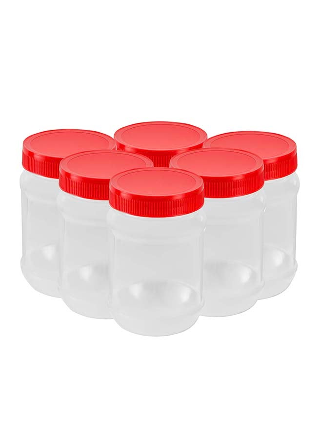 Royalford - 500Ml Round Air-Tight Pet Jar With Cap Keeps Fod Fresh Without Losing Its Fragrance Bpa Free Odor Free Leak Proof Assorted Color Pack of 6 - Image 1