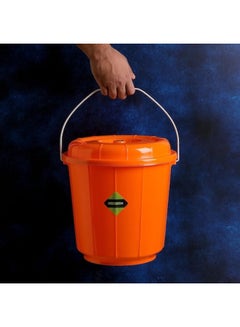Royalford 13L Plastic Bucket with Lid- RF11718 Multi-Purpose Utility Bucket with a Lid And Steel Handle Break-Resistant, Light-Weight, Durable Construction Perfect For Bathroom, Kitchen Assorted Colour
