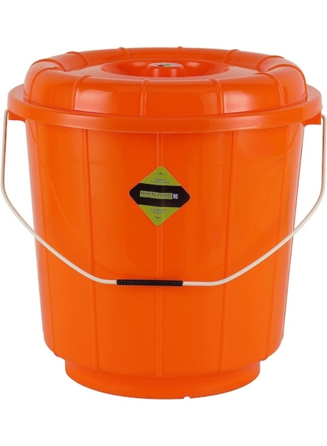 Royalford - Royalford 13L Plastic Bucket with Lid- RF11718 Multi-Purpose Utility Bucket with a Lid And Steel Handle Break-Resistant, Light-Weight, Durable Construction Perfect For Bathroom, Kitchen Assorted Colour - Image 1