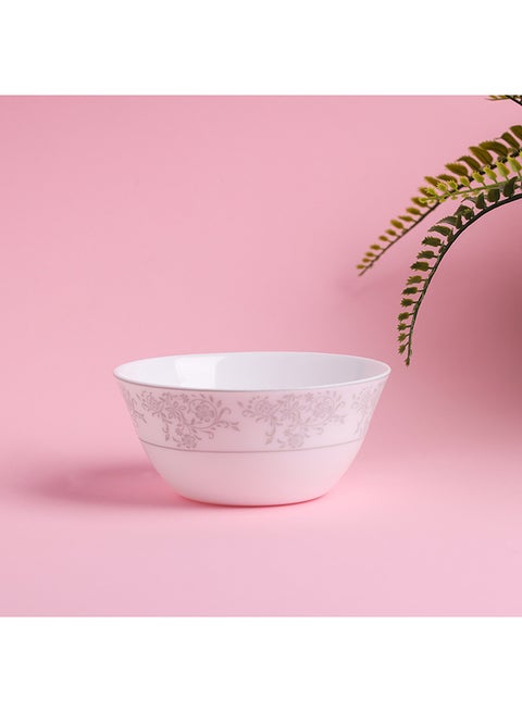 Royalford Velvett Collection 5" Area Grey Soup Bowl- RF11750 Premium-Quality Opalware, Light-Weight and Food-Grade Bowl with Elegant Floral Design White 5inch