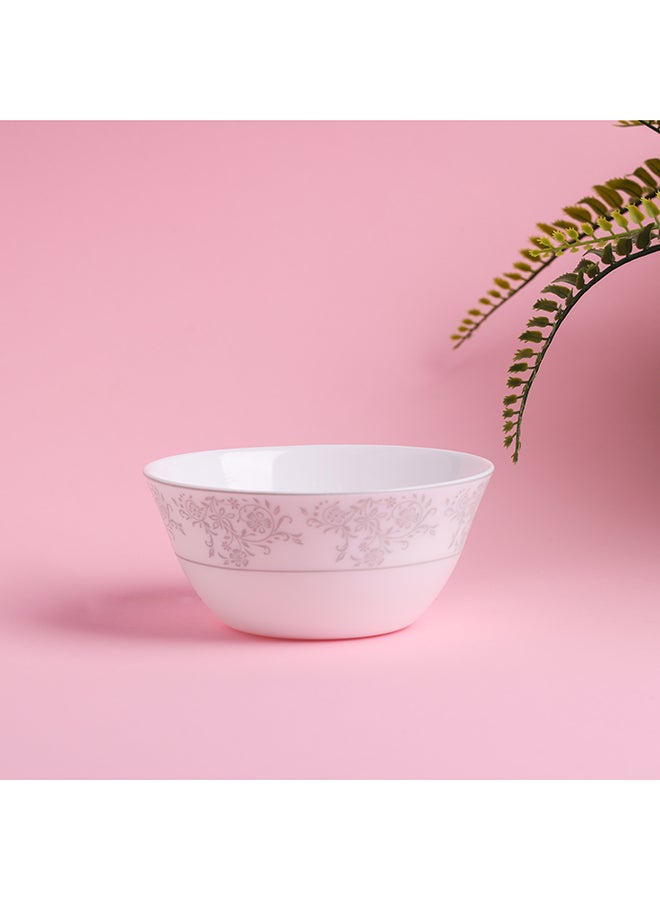 Royalford Royalford Velvett Collection 5" Area Grey Soup Bowl- RF11750 Premium-Quality Opalware, Light-Weight and Food-Grade Bowl with Elegant Floral Design White 5inch  - Image 1