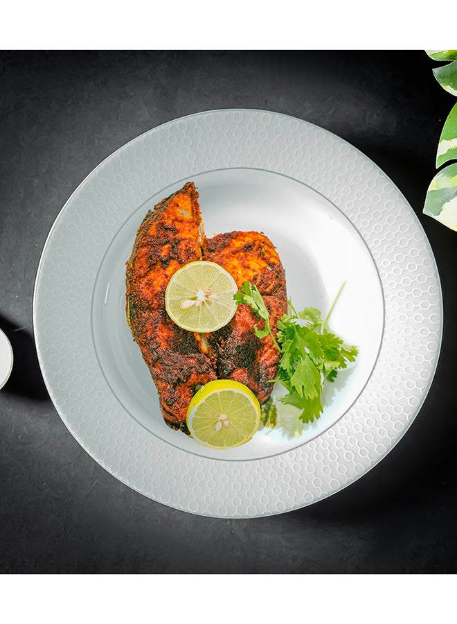 Royalford Royalford Velvett Collection 9" Stella White Soup Plate- RF11754 Premium-Quality Opalware, Light-Weight and Food-Grade Plate with Elegant Hexagonal Design White 9inch - Image 4