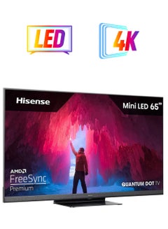 Hisense 65 inches 4K-Smart LED TV-Vidaa OS- with build-in receiver- Gaming mode120 Hz Refresh rates 65U8HQ Silver  - Image 1