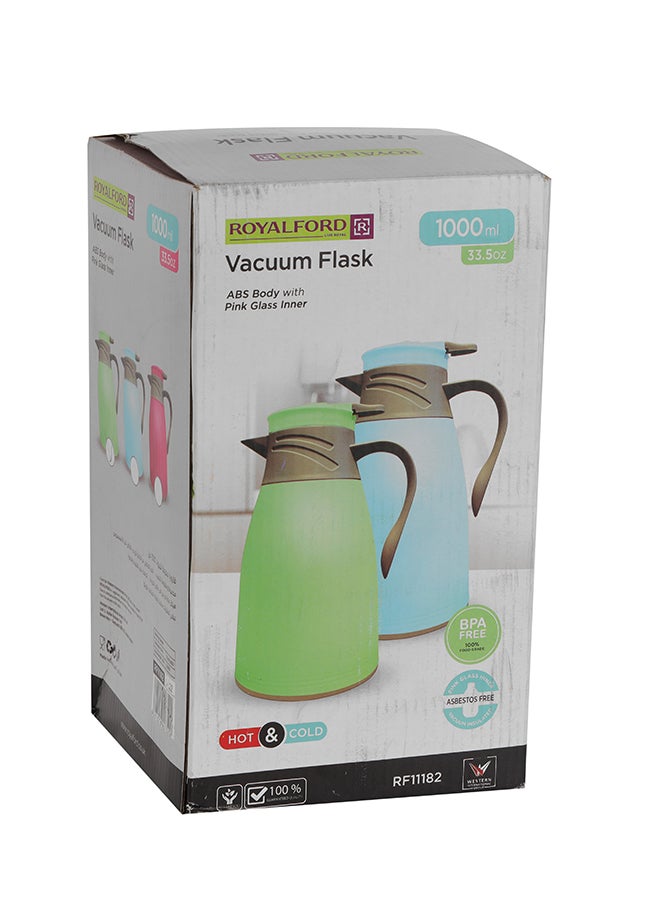 Royalford - Vacuum Flask  Abs Body With Glass Inner 1000Ml 33.5Oz HotAnd Cold Bpa Free 100% Food Grade 14.5x14.5x25.5 Cm Multicolour - Image 1