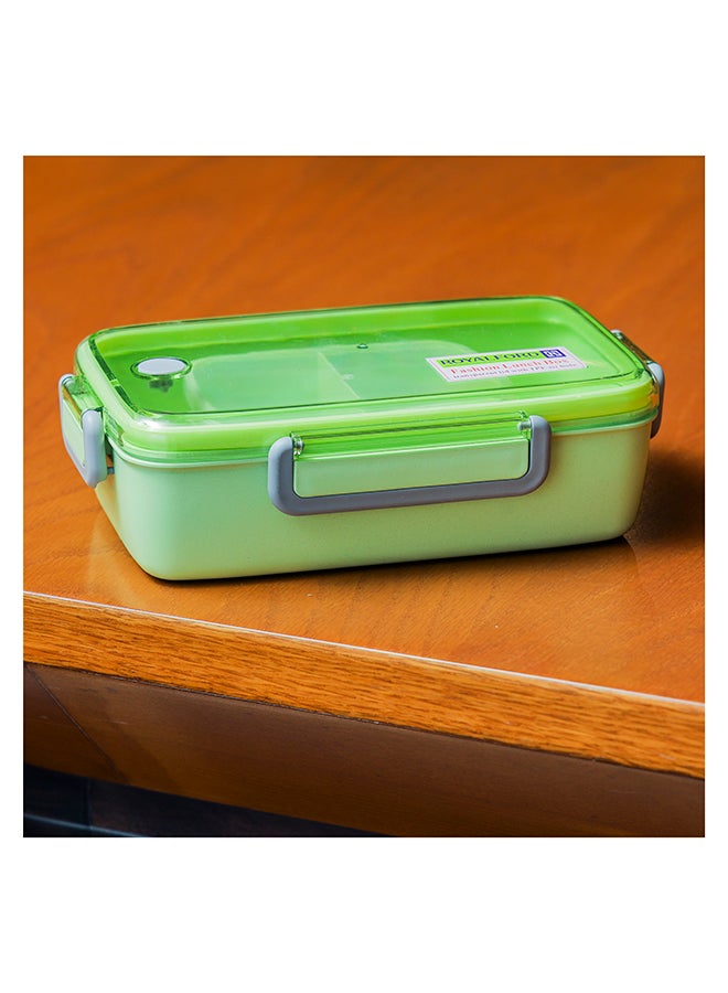 Royalford - 950ML Lunch Box with Cutlery- Plasticware- RF11125 | Rectangular Box with Transparent Lid and Compartments| Plastic Tiffin for Kids and Adults for Schools and Offices| Sturdy Locks, Leak-Proof Multicolour 950ml - Image 1