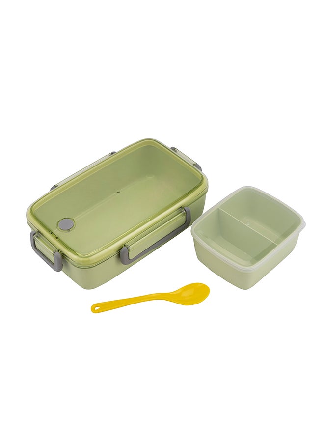 Royalford - 950ML Lunch Box with Cutlery- Plasticware- RF11125 | Rectangular Box with Transparent Lid and Compartments| Plastic Tiffin for Kids and Adults for Schools and Offices| Sturdy Locks, Leak-Proof Multicolour 950ml - Image 1