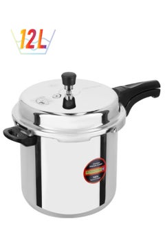 Aluminum Induction Base Pressure Cooker Equipped with Improved Pressure Regulator and Controlled GRS Durable Construction with Firm Handles Compatible with Induction 12Liters