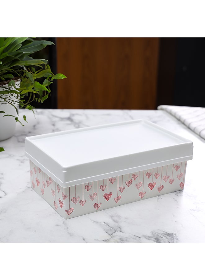 Royalford 2L Space Saving Storage Box- RF11276 Multi-Purpose Plastic Storage Container for Storage Essentials Perfect for Biscuits, Snacks WHITE
