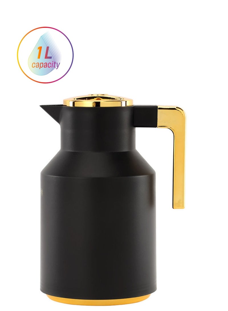 Royalford - Royalford Aaira 1L Double Wall Vacuum Flask | PP outer body | Glass Inner | Keeps Your Drinks Hot or Cold| Leak-Proof and Portable Design| Suitable for Indoor and Outdoor Use Black - Image 1