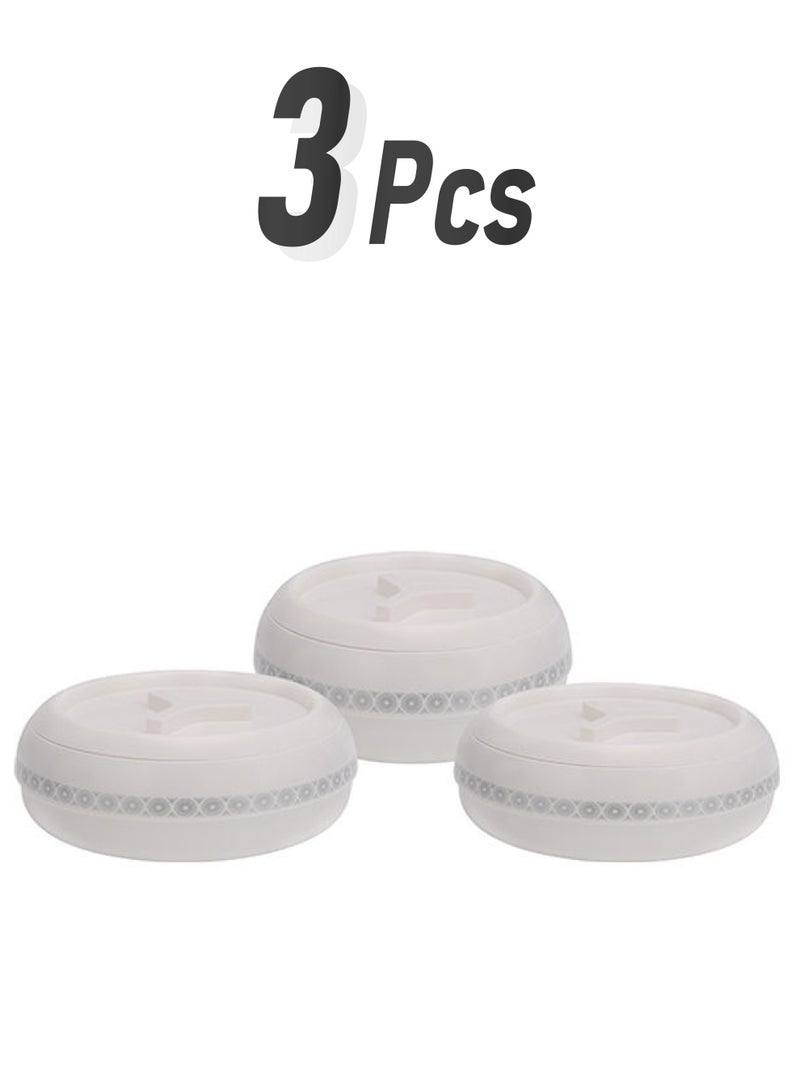 Royalford 3 Piece  Zoria Insulated Casserole Pp Body With Stainless Steel Inner Casting Hotpot Comes In Small Medium And Large Sizes Ivory with Golden Border, White with Silver Border Small, Medium, Largecm  - Image 1