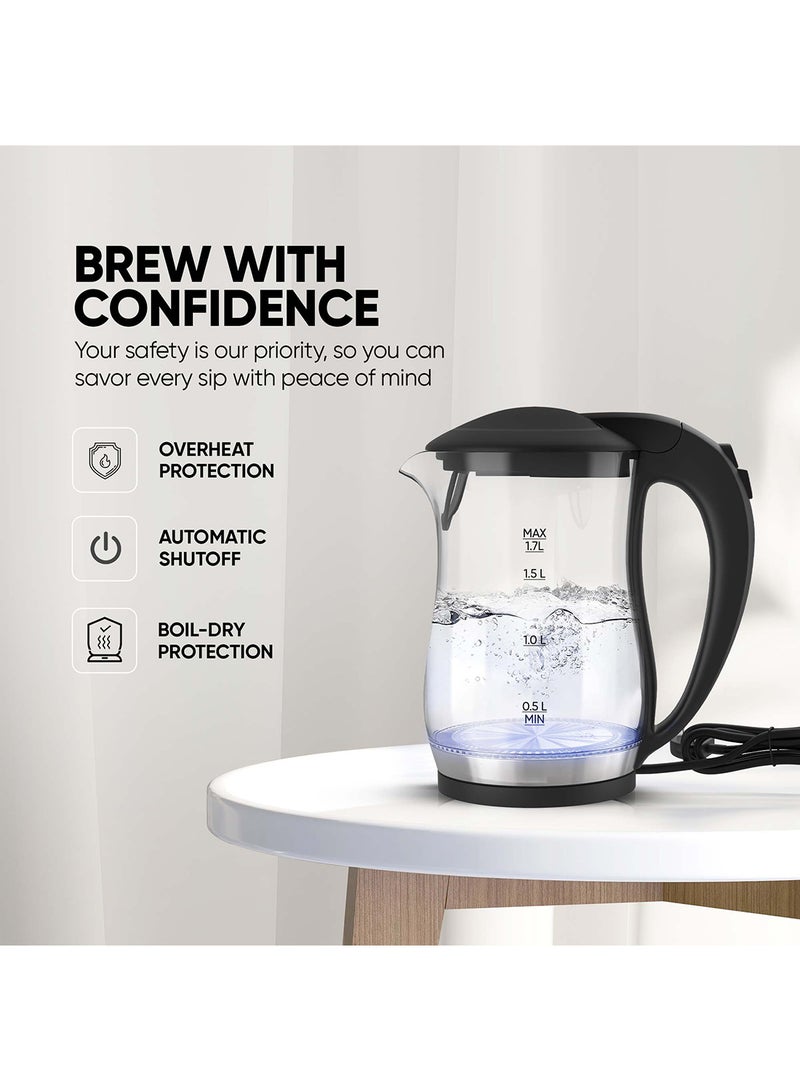نيكاي غلاية كهربائية بدون سلك 1.7 L 2200 W NK323GX أسود/ شفاف  - Image 3
