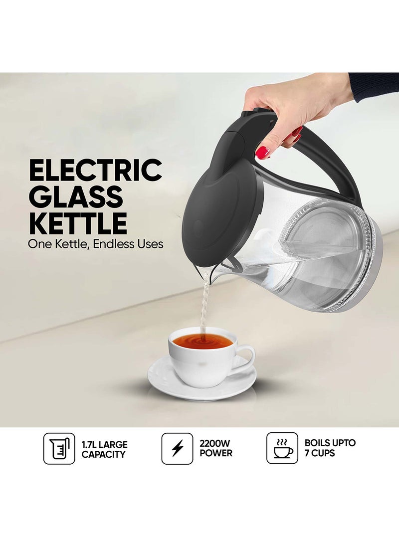 نيكاي غلاية كهربائية بدون سلك 1.7 L 2200 W NK323GX أسود/ شفاف  - Image 2