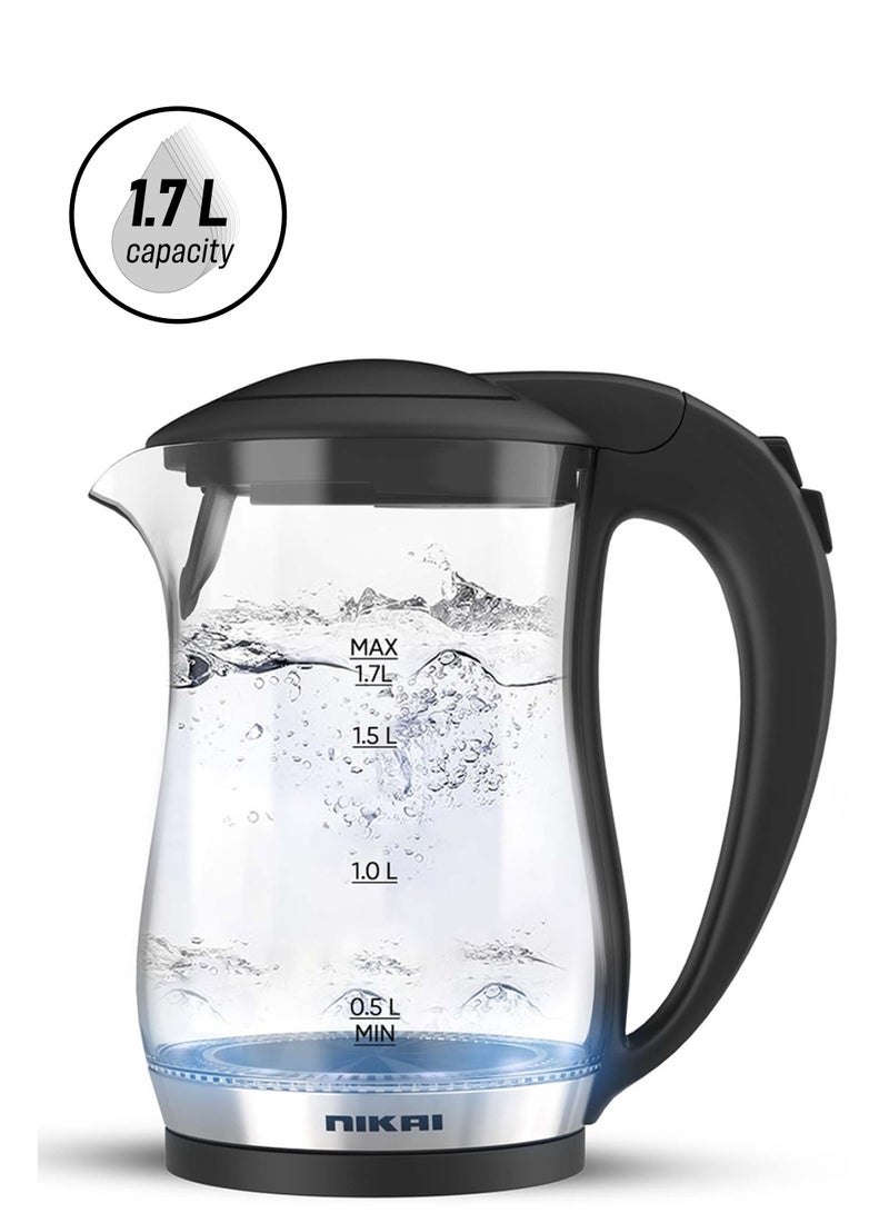 نيكاي غلاية كهربائية بدون سلك 1.7 L 2200 W NK323GX أسود/ شفاف  - Image 1