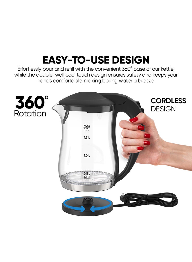 نيكاي غلاية كهربائية بدون سلك 1.7 L 2200 W NK323GX أسود/ شفاف - Image 4