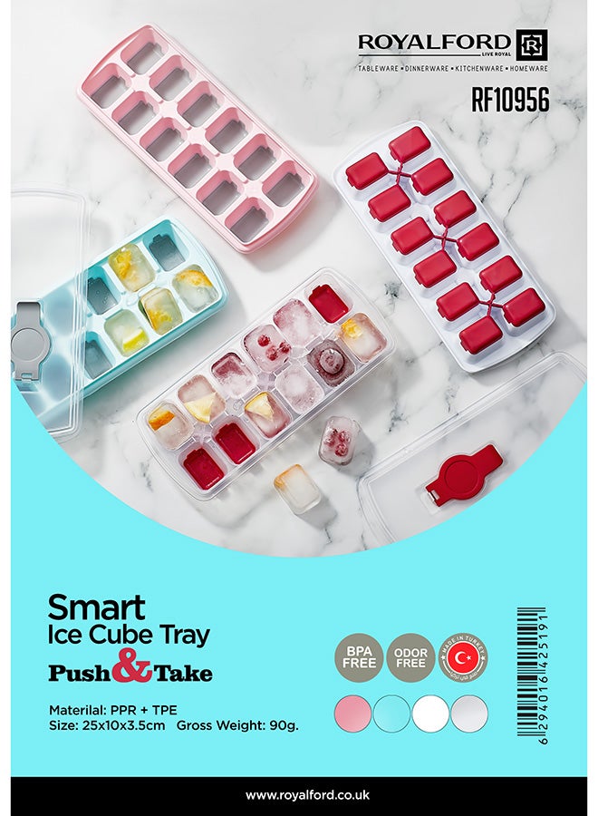 Royalford - 12-Piece Smart Ice Non-Spill Stackable Lids Cube Tray Assorted Color - Image 1