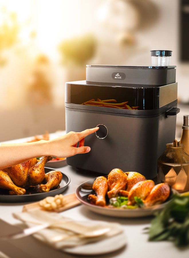 evvoli - Air Fryer With Juicy And Crispy Options, Digital Control Panel Display, 8 Preset Programs 8 L 1650 W EVKA-AF8008D Black - Image 1