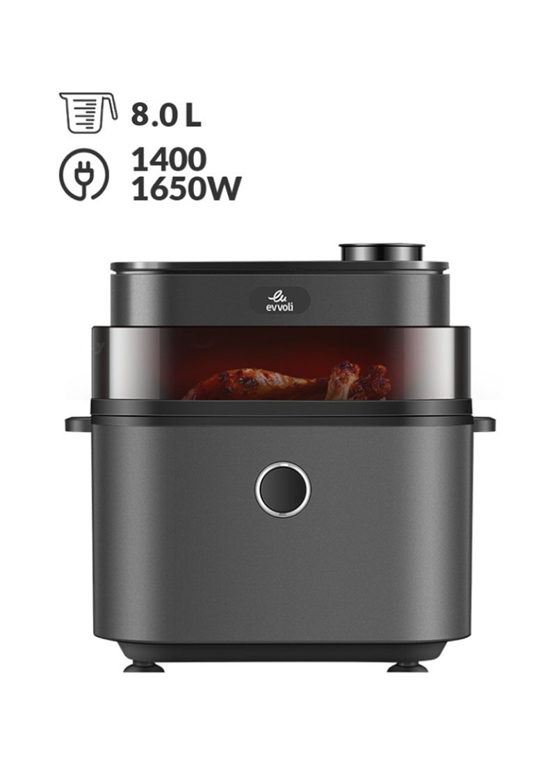 evvoli - Air Fryer With Juicy And Crispy Options, Digital Control Panel Display, 8 Preset Programs 8 L 1650 W EVKA-AF8008D Black - Image 1