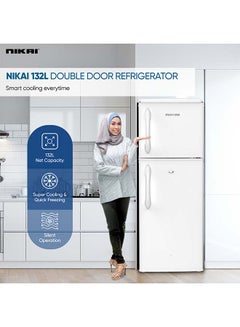 NIKAI 4.7 Cubic Feet 132 Liter Defrost Double Door Refrigerator, Big Vegetable Crisper NRF170N23W White  - Image 2