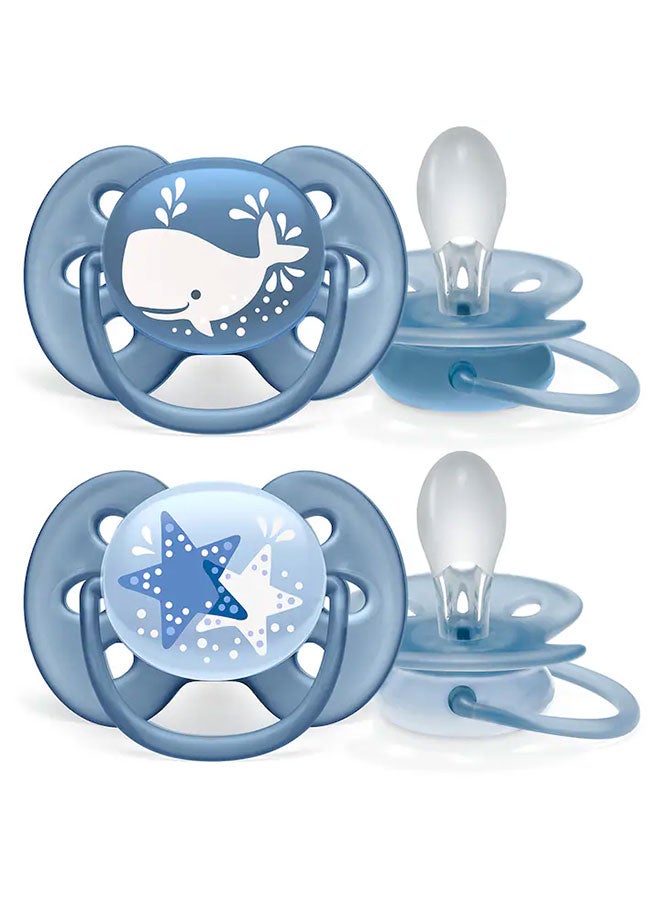 PHILIPS AVENT - Pack Of 2 Ultra Soft Dummy, Bpa Free Pacifier For Babies From 6 To 18 Months , Whale, Star (Model Scf223, 03) - Image 1