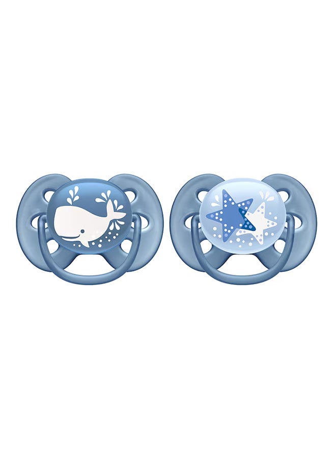 PHILIPS AVENT - Pack Of 2 Ultra Soft Dummy, Bpa Free Pacifier For Babies From 6 To 18 Months , Whale, Star (Model Scf223, 03) - Image 1