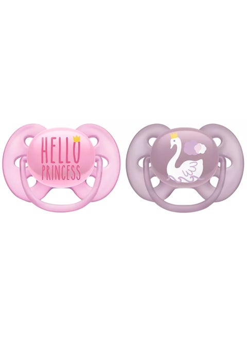 Pack Of 2 Ultra Soft Pacifier Bpa - Free Dummy For Babies From 6 - 18 Months (Model Scf223, 02) Hello Princess