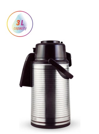 Airpot Flask, Double Wall Vacuum Insulation, 3L, RF10725 | 360 Rotating Base | Portable & Leak-Resistant | Pump Flask for Hot/ Cold Drinks, Tea, Coffee Silver - pnsku/N53397978A/45/_/1742818849/02998ae8-b656-4f59-aaf3-fa1963c32124