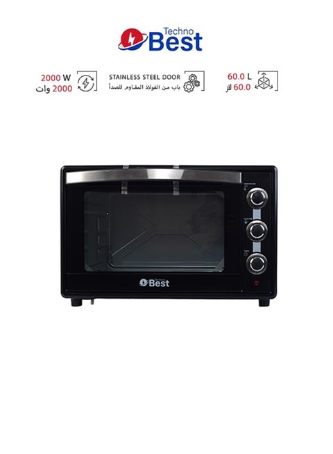 Electric Oven With Double Glass Door 60 L 2000 W BEO-060 Black
