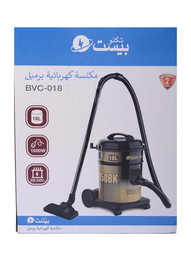 Techno Best - Drum Vacuum Cleaner 18 L 1600 W BVC-018 Black/Gold - Image 1