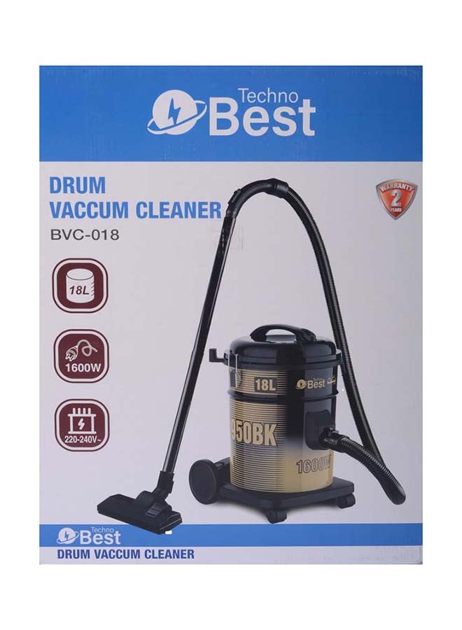 Techno Best - Drum Vacuum Cleaner 18 L 1600 W BVC-018 Black/Gold - Image 1