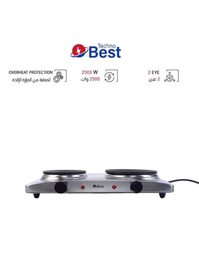 Techno Best Stainless Steel Double Hot Plate BHP-002 Silver - Image 1
