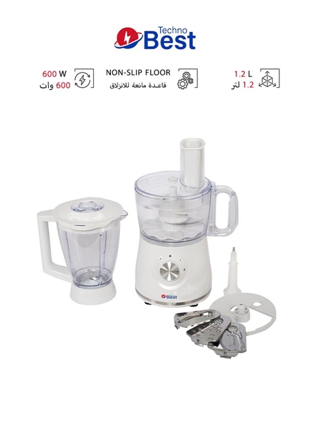 تكنو بيست - محضر طعام 600 W BFP-002 أبيض - Image 1