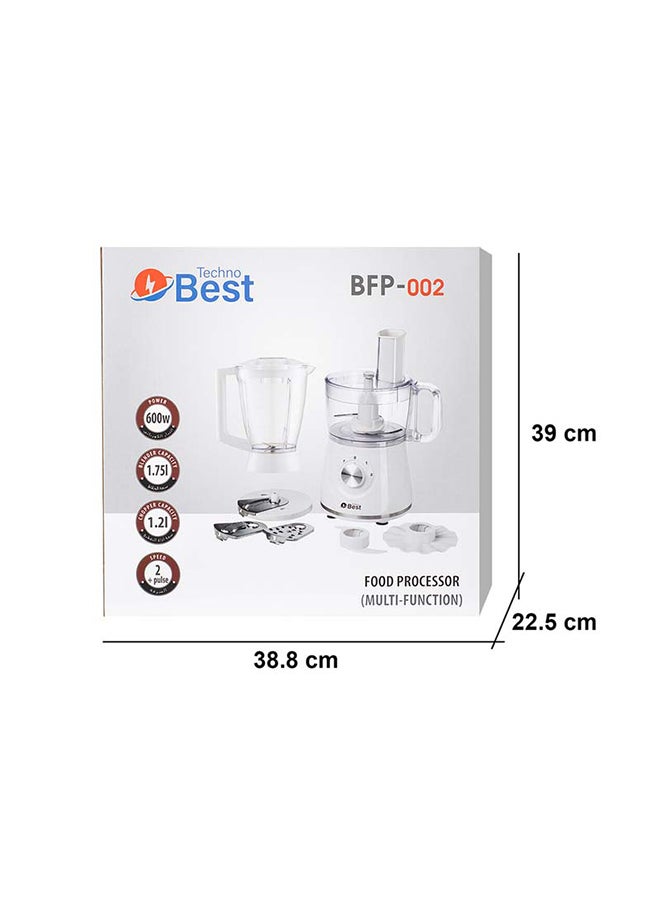 تكنو بيست - محضر طعام 600 W BFP-002 أبيض - Image 1