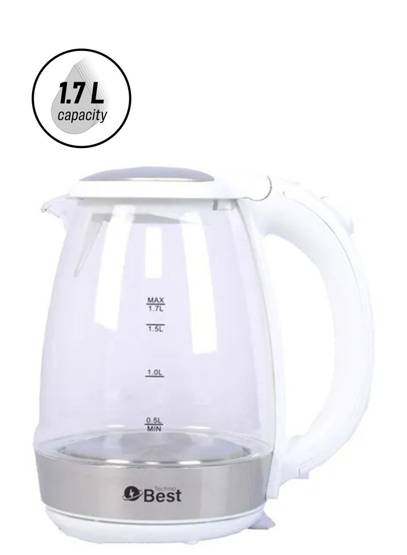 Techno Best Glass Kettel 1.7 L 1850 W BGK-002 White  - Image 1
