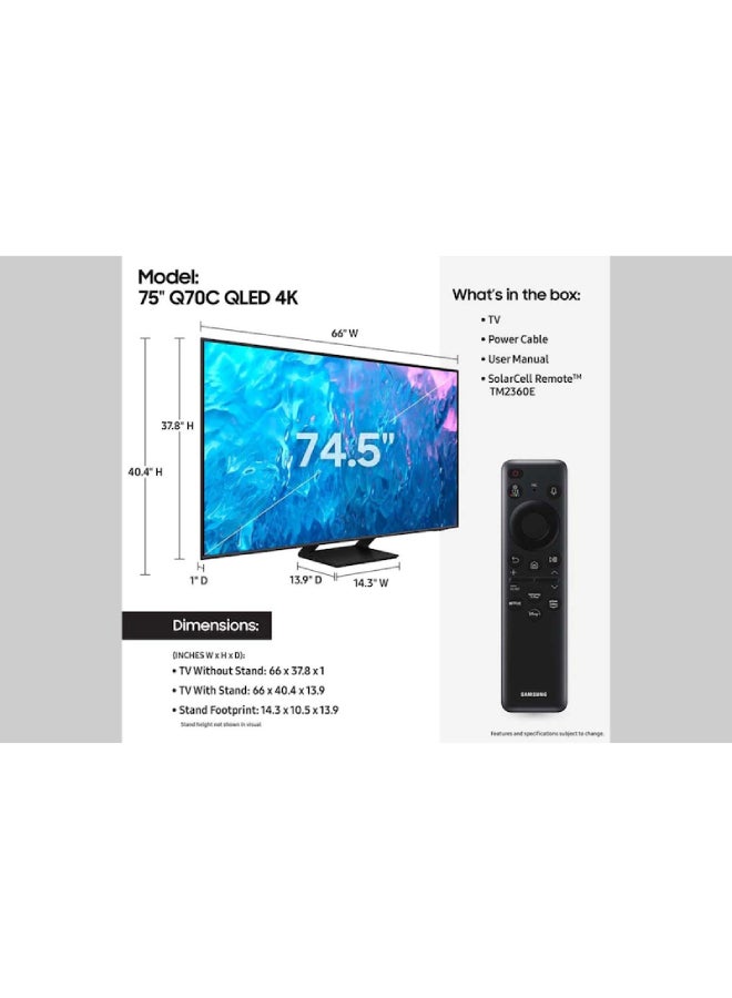 Samsung - 75 Inch QLED 4K Smart TV 2023 75Q70C Titan Gray - Image 1