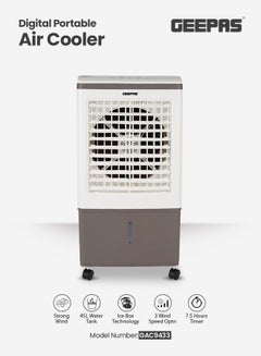 GEEPAS Digital Air Cooler Equipped with Ice Box Technology,3 Wind Speed ,Digital Display With Remote Control 45 L 150 W GAC9433 White/Gray  - Image 1