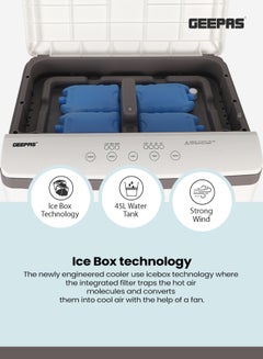 GEEPAS Digital Air Cooler Equipped with Ice Box Technology,3 Wind Speed ,Digital Display With Remote Control 45 L 150 W GAC9433 White/Gray  - Image 4