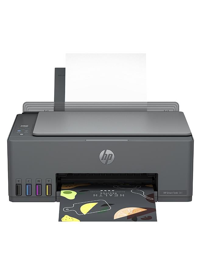 HP طابعة سمارت تانك 581 لاسلكية، طباعة، مسح ضوئي، نسخ، طابعة الكل في واحد، طباعة ما يصل إلى 6000 صفحة سوداء أو 6000 صفحة ملونة - [4A8D4A] رمادي - Image 2