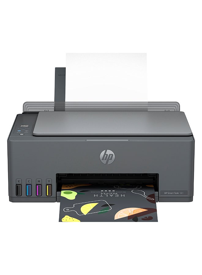 HP طابعة سمارت تانك 581 لاسلكية، طباعة، مسح ضوئي، نسخ، طابعة الكل في واحد، طباعة ما يصل إلى 6000 صفحة سوداء أو 6000 صفحة ملونة - [4A8D4A] رمادي - Image 2