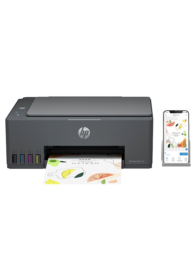 HP طابعة سمارت تانك 581 لاسلكية، طباعة، مسح ضوئي، نسخ، طابعة الكل في واحد، طباعة ما يصل إلى 6000 صفحة سوداء أو 6000 صفحة ملونة - [4A8D4A] رمادي - Image 4