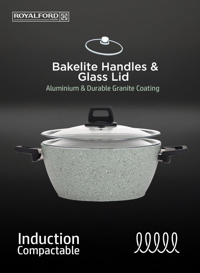 رويال فورد طقم أواني طهي و قدور جرانيت 9 قطع مع غطاء زجاجي مقوى رويال فور أخضر 68.5x39x21سم - Image 3