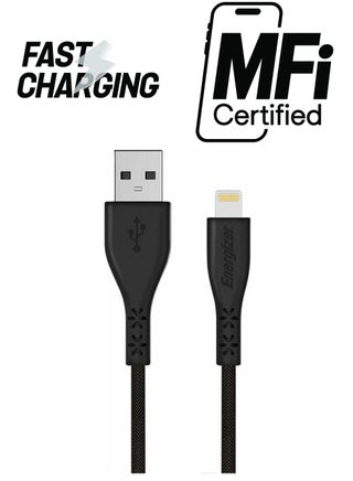 Hardcase Metal Braided USB-A To Lightning Cable With Lifetime Warranty, Mfi Certified, Heavy Duty, High-Speed Data Transfer Rate, 1.2M Black - pnsku/N53399672A/45/_/1738266569/9ffe099c-cded-4672-8285-e7e2c8975544