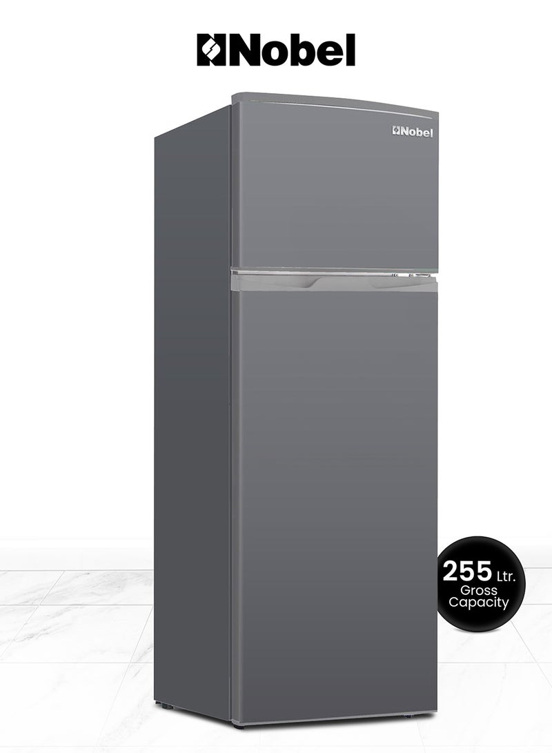 Nobel - 225 L Gross / 210 L Net, Double Door Refrigerator, Defrost, R600a Refrigerant, 3 Star Esma, Temperature Control, Inside Light, Outside Condenser, Removable gasket, Vegetable Crisper NR255RSI Inox - Image 1