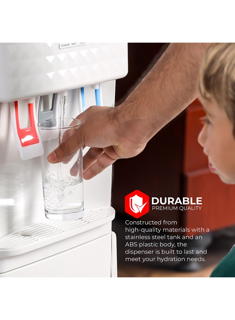 GEEPAS 3 Taps Water Dispenser with Hot, Normal and Cold Function, Stainless Steel Tank/ 2.8 L, 1.0 L Capacity, Perfect for Home, School, Apartments, Office, etc. GWD8326 White  - Image 5