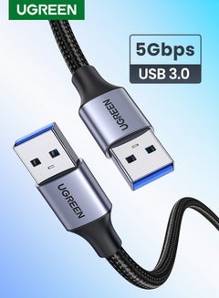 يو جرين كابل USB 3.0 A إلى كابل USB إلى كابل USB Type A ذكر إلى ذكر كابل USB 3.0 سلك مضفر من النايلون متوافق مع حاويات محرك الأقراص الصلبة لنقل البيانات والطابعات وأجهزة المودم والكاميرات (0.5m)  - Image 1