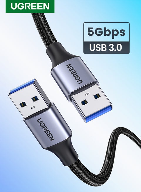 USB 3.0 A to A Cable USB to USB Cable Type A Male to Male USB 3.0 Cable Nylon Braided Cord Compatible for Data Transfer Hard Drive Enclosures, Printers, Modems, Cameras (0.5M) Black